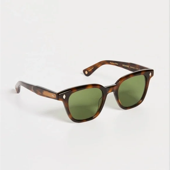 Garrett Leight Tortoise Broadway Sunglasses with Olive Lenses - Picture 1 of 5